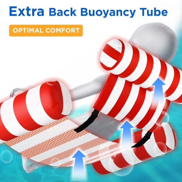 Pool Wave Pool Floats Chairs Adult, 2 Packs Heavy Duty Inflatable Swimming Pool Lounges, Fabric Floating Hammock, Kids Blow Up Pool Noodles, Lake Raft Floaties, Fun Summer Outdoor Water Party Game - Image 4