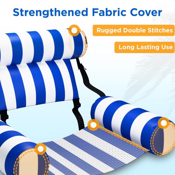 Pool Wave Pool Floats Chairs Adult, 2 Packs Heavy Duty Inflatable Swimming Pool Lounges, Fabric Floating Hammock, Kids Blow Up Pool Noodles, Lake Raft Floaties, Fun Summer Outdoor Water Party Game - Image 5