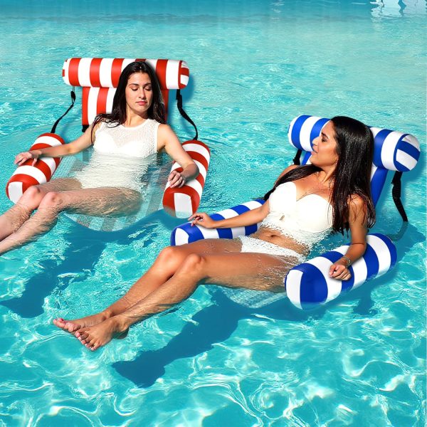 Pool Wave Pool Floats Chairs Adult, 2 Packs Heavy Duty Inflatable Swimming Pool Lounges, Fabric Floating Hammock, Kids Blow Up Pool Noodles, Lake Raft Floaties, Fun Summer Outdoor Water Party Game - Image 6
