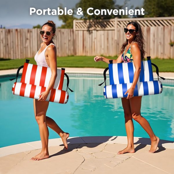 Pool Wave Pool Floats Chairs Adult, 2 Packs Heavy Duty Inflatable Swimming Pool Lounges, Fabric Floating Hammock, Kids Blow Up Pool Noodles, Lake Raft Floaties, Fun Summer Outdoor Water Party Game - Image 7