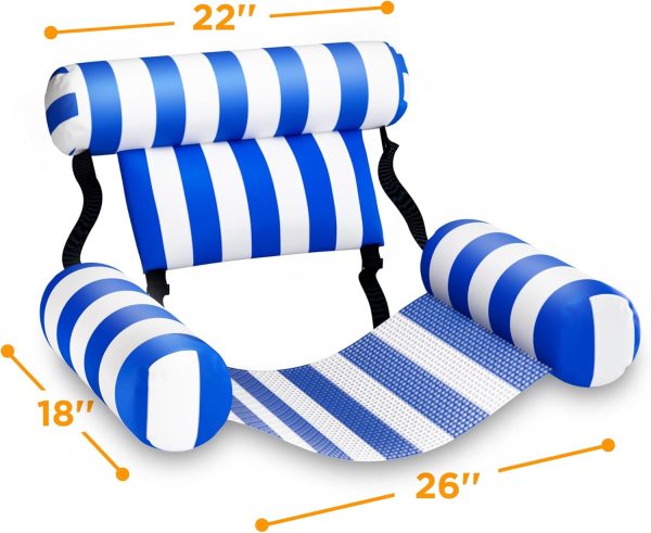 Pool Wave Pool Floats Chairs Adult, 2 Packs Heavy Duty Inflatable Swimming Pool Lounges, Fabric Floating Hammock, Kids Blow Up Pool Noodles, Lake Raft Floaties, Fun Summer Outdoor Water Party Game - Image 8