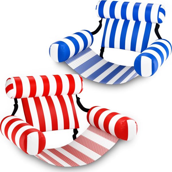 Pool Wave Pool Floats Chairs Adult, 2 Packs Heavy Duty Inflatable Swimming Pool Lounges, Fabric Floating Hammock, Kids Blow Up Pool Noodles, Lake Raft Floaties, Fun Summer Outdoor Water Party Game - Image 9