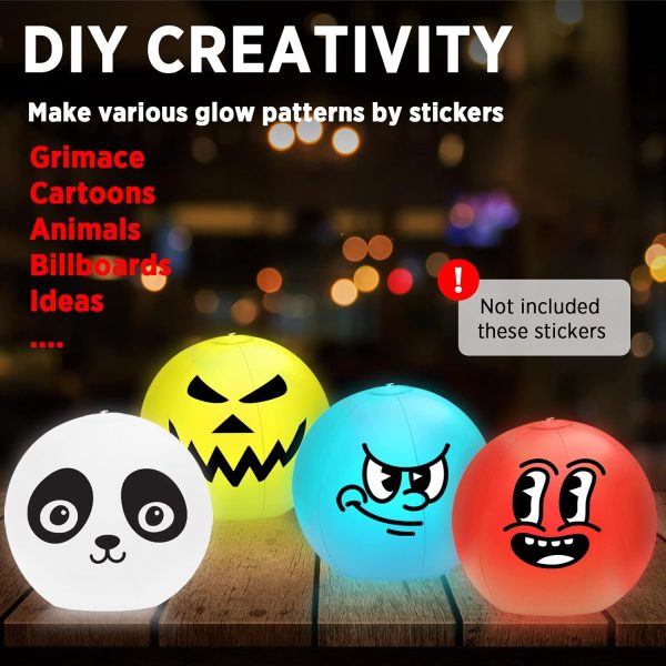 4 Pack LED Light Up Beach Ball 16", Glow-in-the-Dark Inflatable Pool Toys, Floating Pool Lights Waterproof IP68 with 16 Colors,4 Lighting Modes, Outdoor Indoor Games, Swimming Pool Party Decorations - Image 5