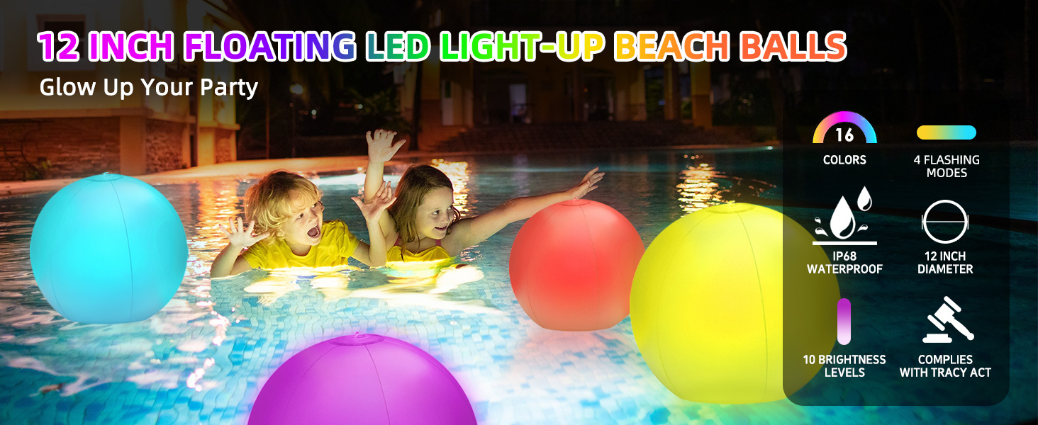 4 Pack Light Up Beach Balls