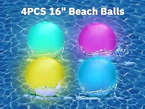 4 Pack Light Up Beach Balls