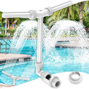 MILYN Pool Fountain, Dual Spray Swimming Pool Accessories for Above Ground/Inground Pools, 2-in-1 Adjustable Pool Fountains for Above Ground Pool, Garden Sprinkle Feature Outdoor Decor