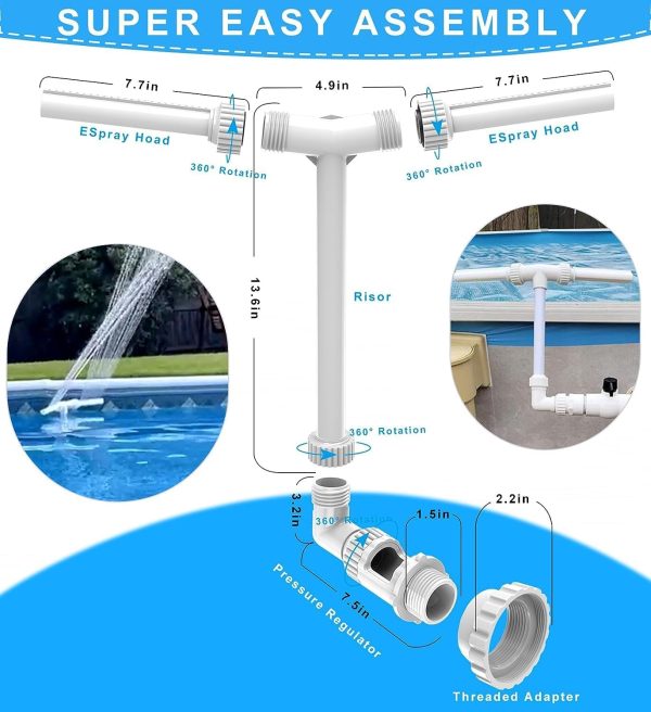 MILYN Pool Fountain, Dual Spray Swimming Pool Accessories for Above Ground/Inground Pools, 2-in-1 Adjustable Pool Fountains for Above Ground Pool, Garden Sprinkle Feature Outdoor Decor - Image 6