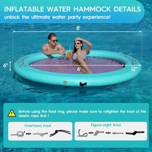 Round Floating Ring Inflatable Water Hammock Heavy Duty River Floats Lake Raft for Adults Tanning Pool Lounger Float Island Platform Pad Mat for Party - Image 2