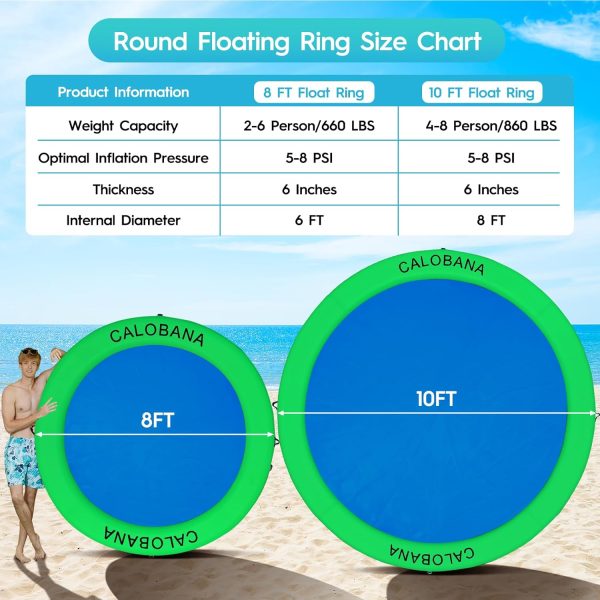 Round Floating Ring Inflatable Water Hammock Heavy Duty River Floats Lake Raft for Adults Tanning Pool Lounger Float Island Platform Pad Mat for Party - Image 8