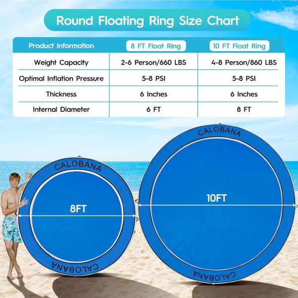 Round Floating Ring Inflatable Water Hammock Heavy Duty River Floats Lake Raft for Adults Tanning Pool Lounger Float Island Platform Pad Mat for Party - Image 14