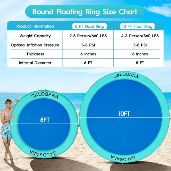 Round Floating Ring Inflatable Water Hammock Heavy Duty River Floats Lake Raft for Adults Tanning Pool Lounger Float Island Platform Pad Mat for Party - Image 20