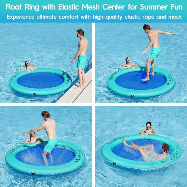 Round Floating Ring Inflatable Water Hammock Heavy Duty River Floats Lake Raft for Adults Tanning Pool Lounger Float Island Platform Pad Mat for Party - Image 23