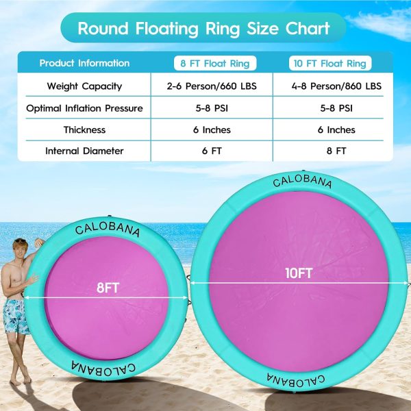 Round Floating Ring Inflatable Water Hammock Heavy Duty River Floats Lake Raft for Adults Tanning Pool Lounger Float Island Platform Pad Mat for Party - Image 32