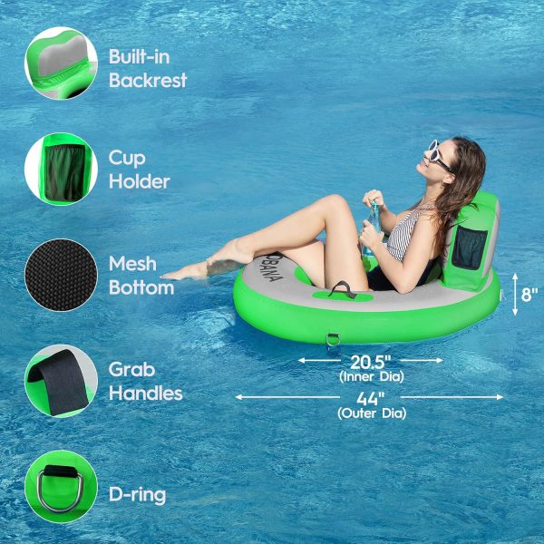 Round Floating Ring Inflatable Water Hammock Heavy Duty River Floats Lake Raft for Adults Tanning Pool Lounger Float Island Platform Pad Mat for Party - Image 36
