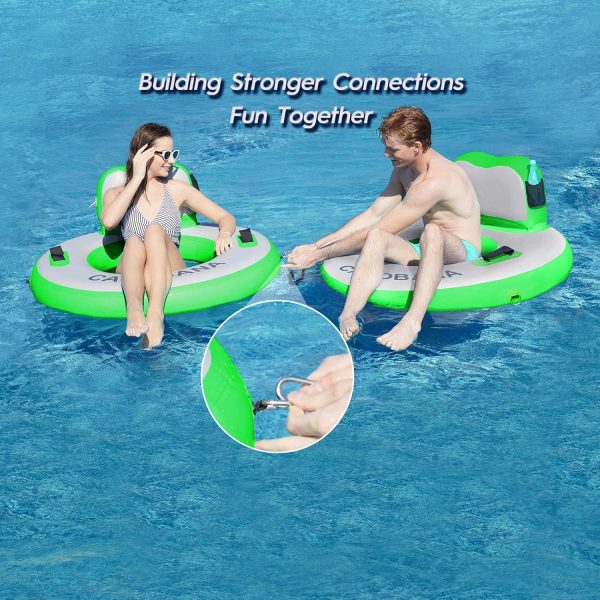 Round Floating Ring Inflatable Water Hammock Heavy Duty River Floats Lake Raft for Adults Tanning Pool Lounger Float Island Platform Pad Mat for Party - Image 37