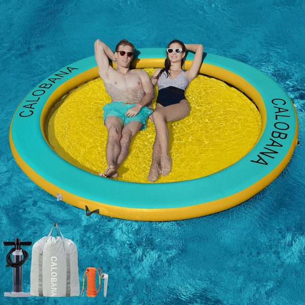 Round Floating Ring Inflatable Water Hammock Heavy Duty River Floats Lake Raft for Adults Tanning Pool Lounger Float Island Platform Pad Mat for Party - Image 45