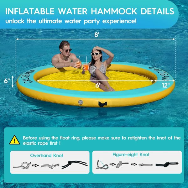 Round Floating Ring Inflatable Water Hammock Heavy Duty River Floats Lake Raft for Adults Tanning Pool Lounger Float Island Platform Pad Mat for Party - Image 46
