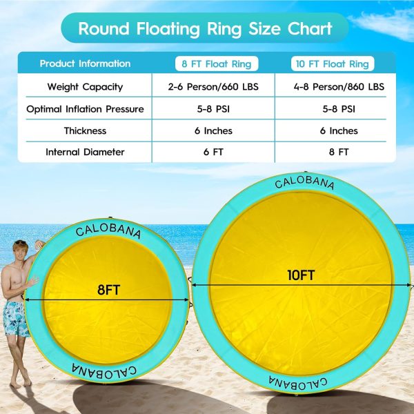 Round Floating Ring Inflatable Water Hammock Heavy Duty River Floats Lake Raft for Adults Tanning Pool Lounger Float Island Platform Pad Mat for Party - Image 51