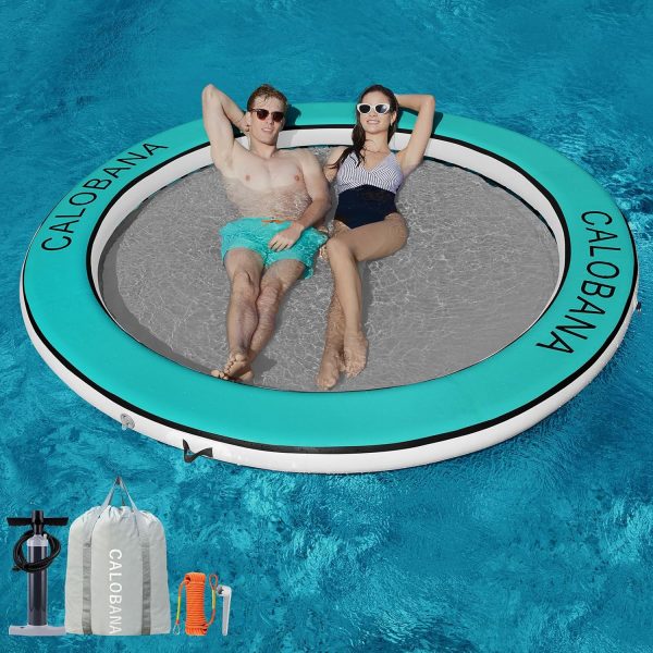 Round Floating Ring Inflatable Water Hammock Heavy Duty River Floats Lake Raft for Adults Tanning Pool Lounger Float Island Platform Pad Mat for Party - Image 52