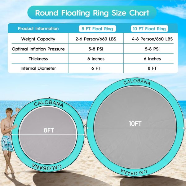 Round Floating Ring Inflatable Water Hammock Heavy Duty River Floats Lake Raft for Adults Tanning Pool Lounger Float Island Platform Pad Mat for Party - Image 53