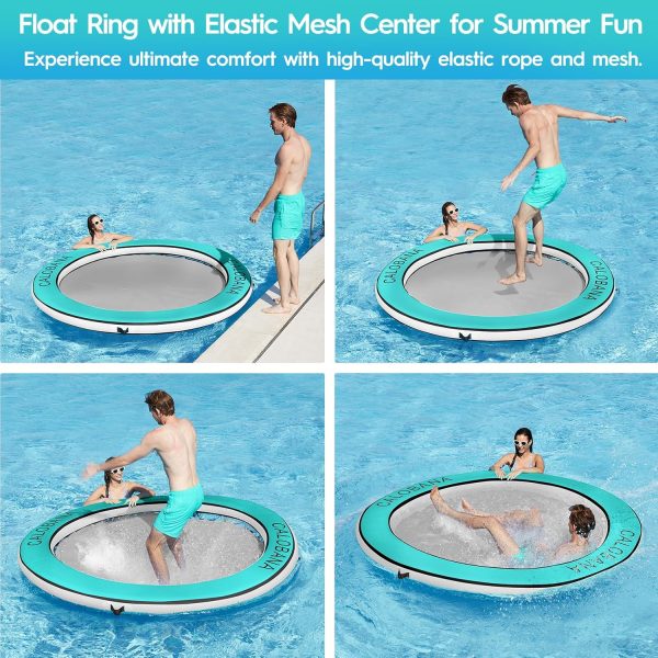 Round Floating Ring Inflatable Water Hammock Heavy Duty River Floats Lake Raft for Adults Tanning Pool Lounger Float Island Platform Pad Mat for Party - Image 57