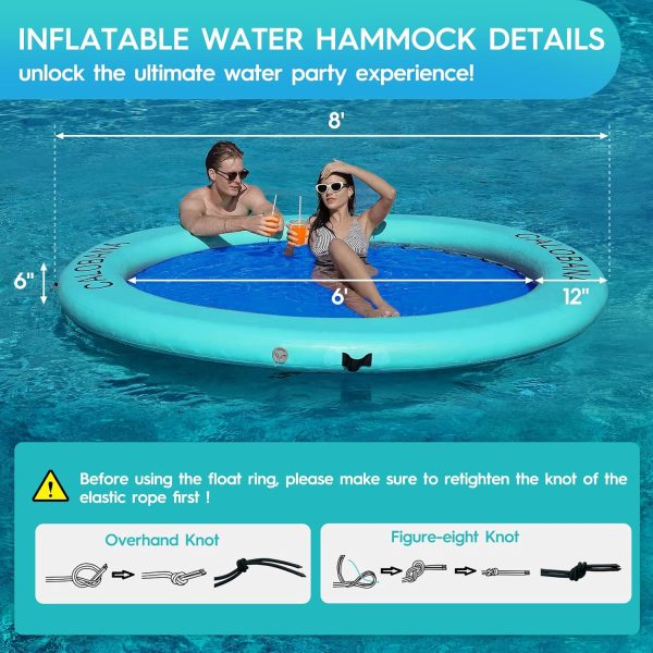 Round Floating Ring Inflatable Water Hammock Heavy Duty River Floats Lake Raft for Adults Tanning Pool Lounger Float Island Platform Pad Mat for Party - Image 58