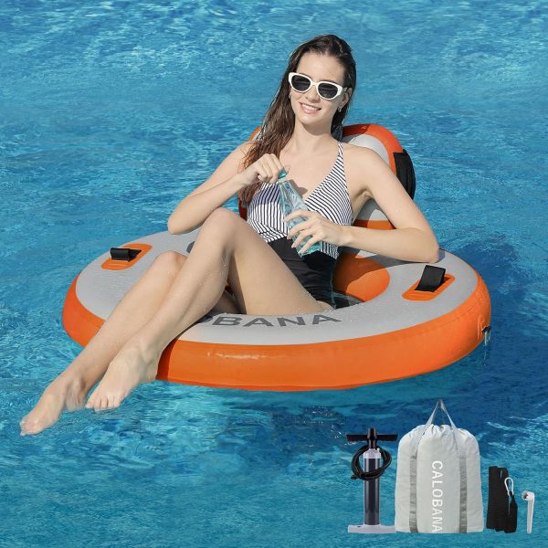 Round Floating Ring Inflatable Water Hammock Heavy Duty River Floats Lake Raft for Adults Tanning Pool Lounger Float Island Platform Pad Mat for Party - Image 59
