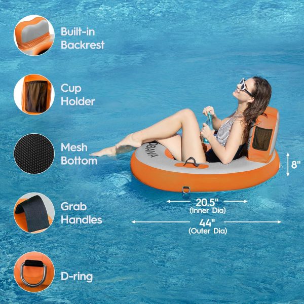 Round Floating Ring Inflatable Water Hammock Heavy Duty River Floats Lake Raft for Adults Tanning Pool Lounger Float Island Platform Pad Mat for Party - Image 62