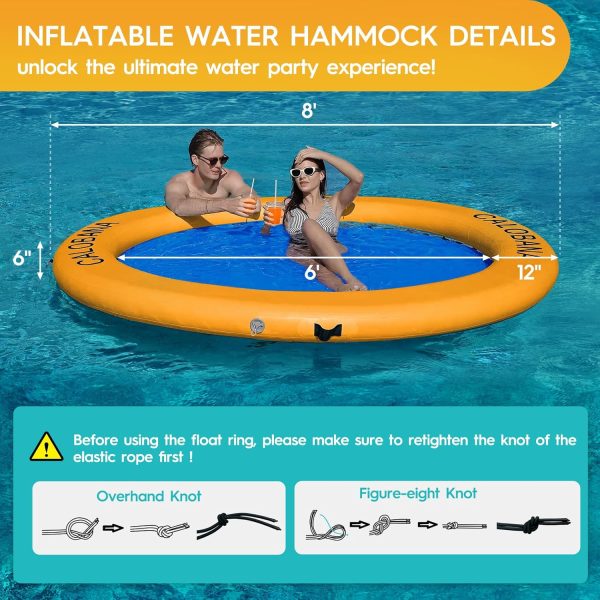 Round Floating Ring Inflatable Water Hammock Heavy Duty River Floats Lake Raft for Adults Tanning Pool Lounger Float Island Platform Pad Mat for Party - Image 73