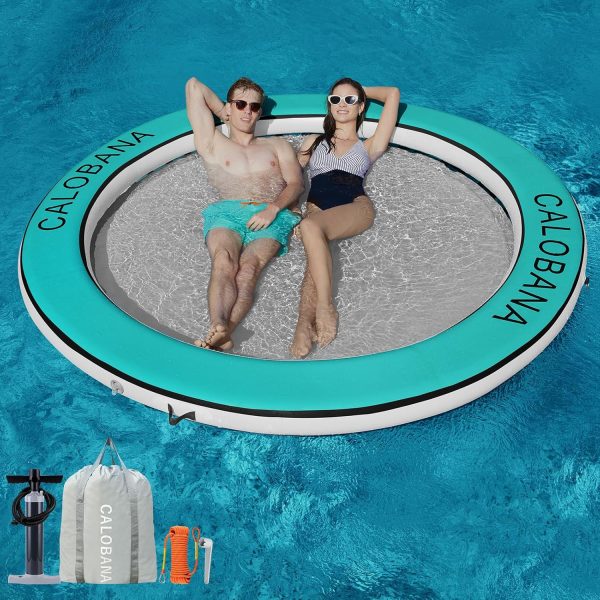 Round Floating Ring Inflatable Water Hammock Heavy Duty River Floats Lake Raft for Adults Tanning Pool Lounger Float Island Platform Pad Mat for Party - Image 83