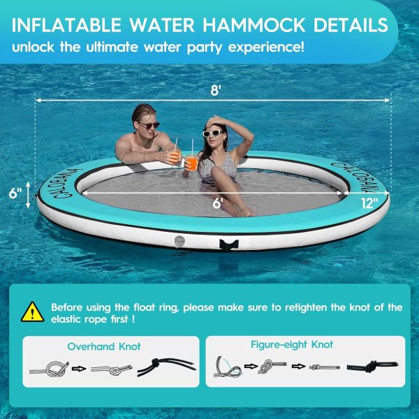 Round Floating Ring Inflatable Water Hammock Heavy Duty River Floats Lake Raft for Adults Tanning Pool Lounger Float Island Platform Pad Mat for Party - Image 84