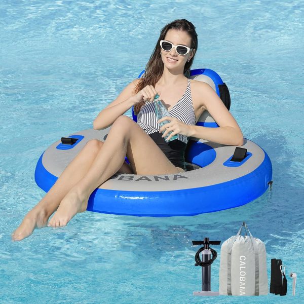 Round Floating Ring Inflatable Water Hammock Heavy Duty River Floats Lake Raft for Adults Tanning Pool Lounger Float Island Platform Pad Mat for Party - Image 85