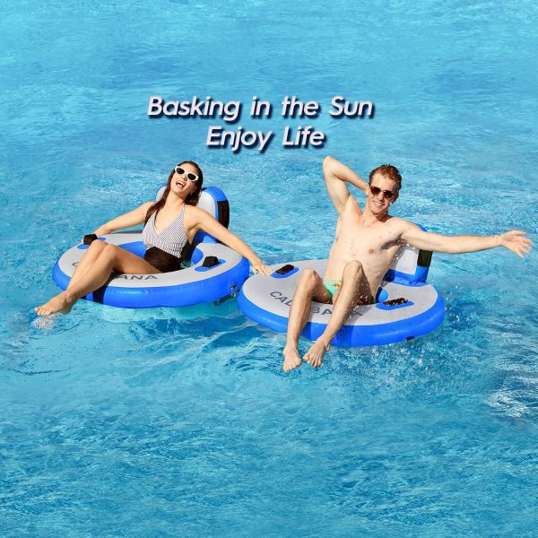 Round Floating Ring Inflatable Water Hammock Heavy Duty River Floats Lake Raft for Adults Tanning Pool Lounger Float Island Platform Pad Mat for Party - Image 91
