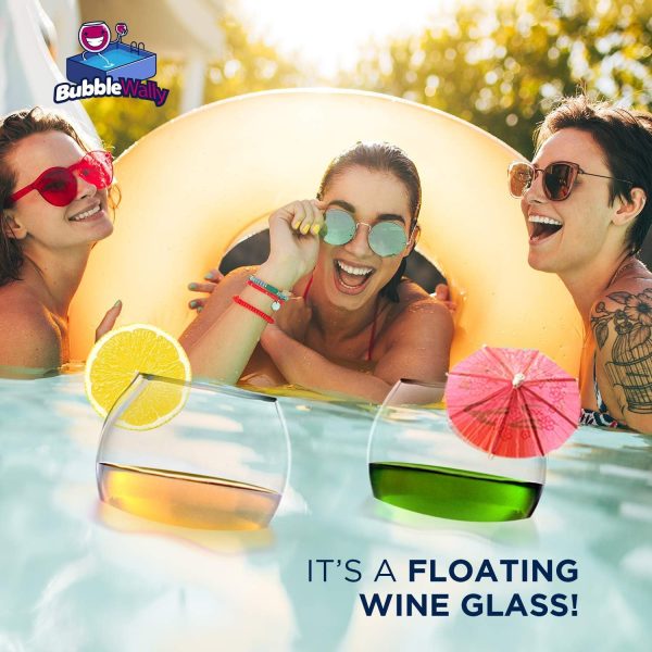 Floating Wine Glasses for Pool - Shatterproof Poolside Stemmed Wine Glasses (18 Oz, Set of 2) - Outdoor Tritan Plastic - Image 4