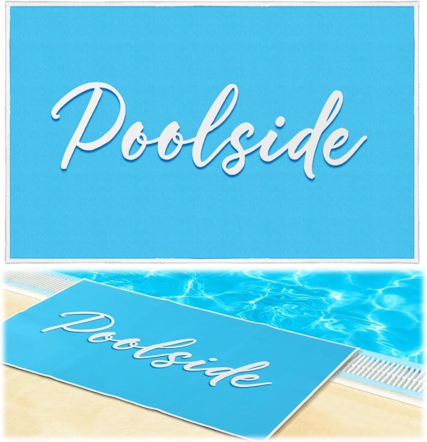 24" x 36" Poolside Mat for Edge of Pool Non Slip Pool Mat for Floor Deck Entrance Rug Outdoor Waterproof Poolside Must Have Accessories for Summer Outdoor Indoor Beach Lakehouse Swimming
