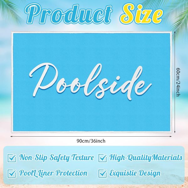 24" x 36" Poolside Mat for Edge of Pool Non Slip Pool Mat for Floor Deck Entrance Rug Outdoor Waterproof Poolside Must Have Accessories for Summer Outdoor Indoor Beach Lakehouse Swimming - Image 3