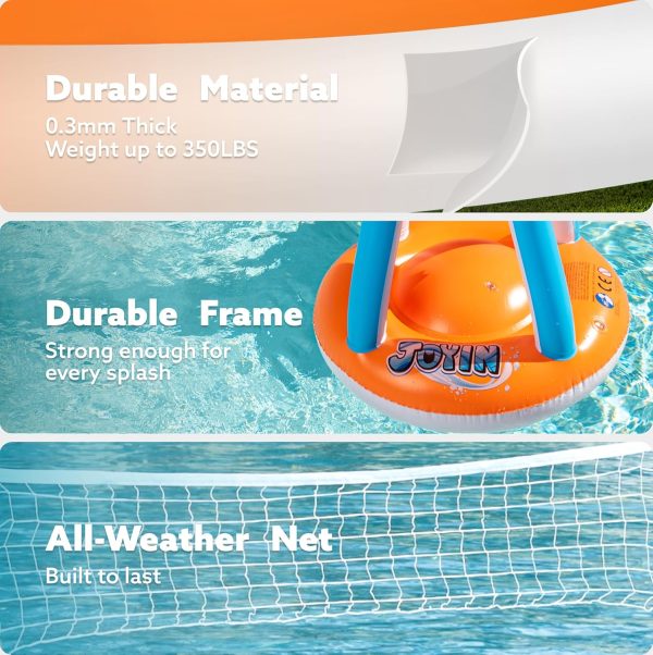JOYIN Inflatable Pool Float Set Volleyball Net & Basketball Hoops, Floating Swimming Game Toy for Kids and Adults, Summer Floaties, Volleyball Court (105”x28”x38”)|Basketball (27.6”x23”),L-Orange - Image 6
