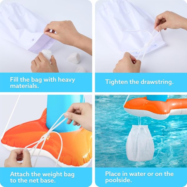 JOYIN Inflatable Pool Float Set Volleyball Net & Basketball Hoops, Floating Swimming Game Toy for Kids and Adults, Summer Floaties, Volleyball Court (105”x28”x38”)|Basketball (27.6”x23”),L-Orange - Image 7