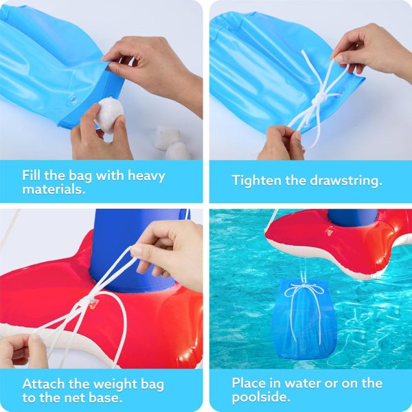 JOYIN Inflatable Pool Float Set Volleyball Net & Basketball Hoops, Floating Swimming Game Toy for Kids and Adults, Summer Floaties, Volleyball Court (105”x28”x38”)|Basketball (27.6”x23”),L-Orange - Image 16