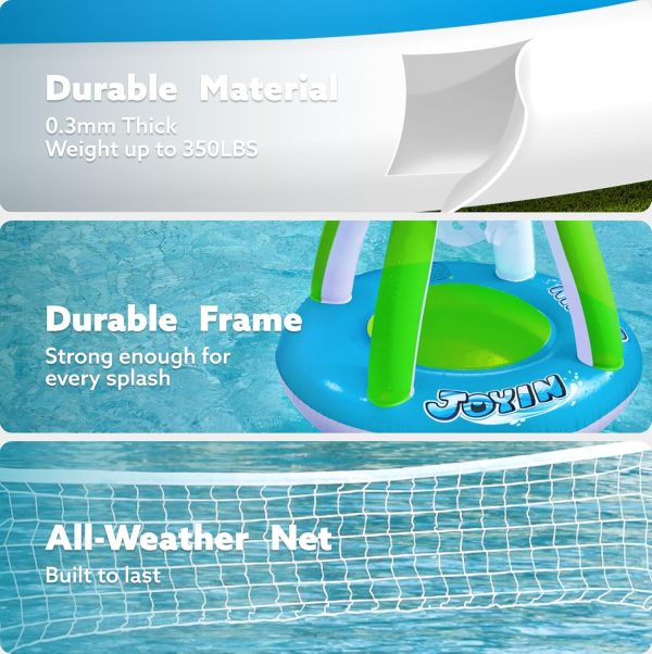 JOYIN Inflatable Pool Float Set Volleyball Net & Basketball Hoops, Floating Swimming Game Toy for Kids and Adults, Summer Floaties, Volleyball Court (105”x28”x38”)|Basketball (27.6”x23”),L-Orange - Image 31