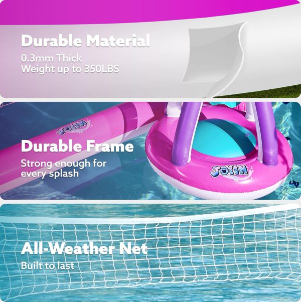 JOYIN Inflatable Pool Float Set Volleyball Net & Basketball Hoops, Floating Swimming Game Toy for Kids and Adults, Summer Floaties, Volleyball Court (105”x28”x38”)|Basketball (27.6”x23”),L-Orange - Image 37